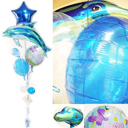 母の日　バルーン　母の日バタフライガーデン ブルードルフィン５バルーンセット