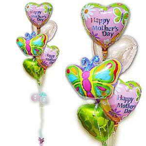 母の日　贈り物　花　カーネーション　バルーンギフト　母の日レトロファンシー バタフライ５バルーンセッ...