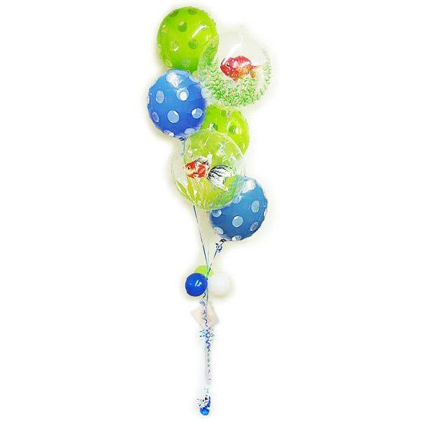 暑中見舞い　残暑見舞い　バルーン電報　風流金魚ミックス ドット６バルーンセット