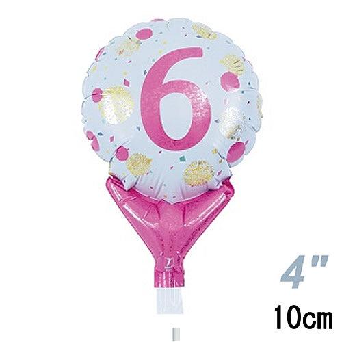 選択用4インチバルーン STNO数字ピンクドット「6」 10cm※セット商品の選択用です。本商品のみ...