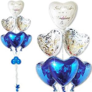 新郎　バルーン　結婚祝エレガントメタブルー６バルーン