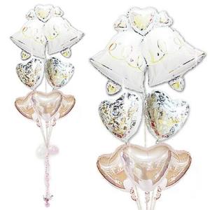 バルーン電報　結婚祝ツインベル ピンク６バルーン　バルーン電報