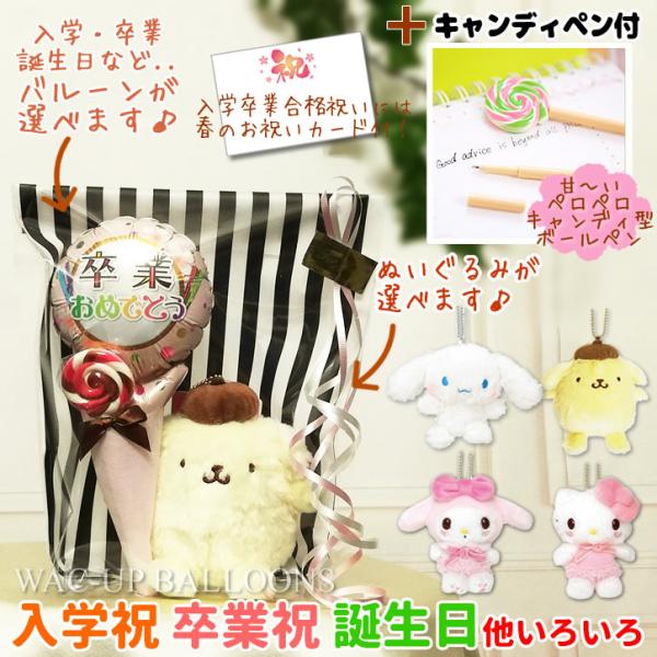 シナモロール ポムポムプリン キティ 入学 卒業 お祝い バルーン電報 誕生日 プレゼント サンリオ...