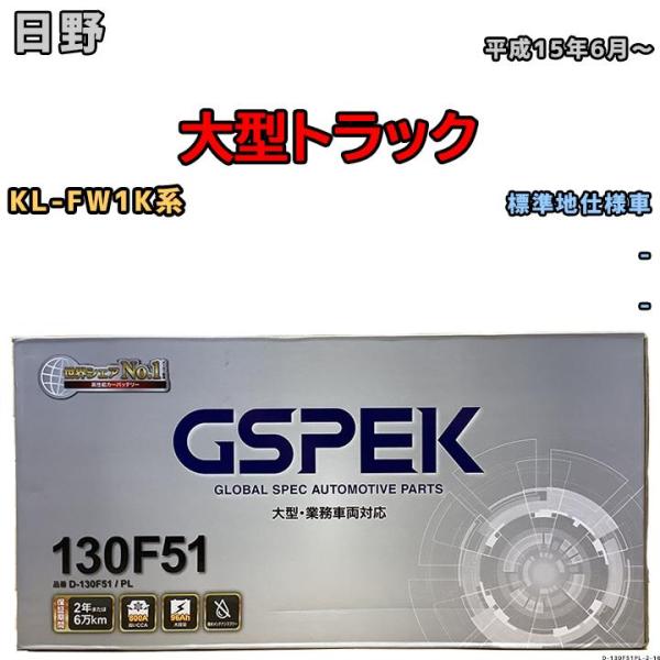 バッテリー デルコア GSPEK 日野 大型トラック KL-FW1K系 平成15年6月〜 - 115...