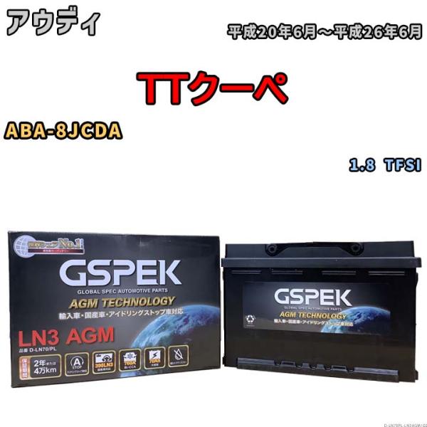 バッテリー デルコア GSPEK アウディ TTクーペ ABA-8JCDA 1.8 TFSI D-L...