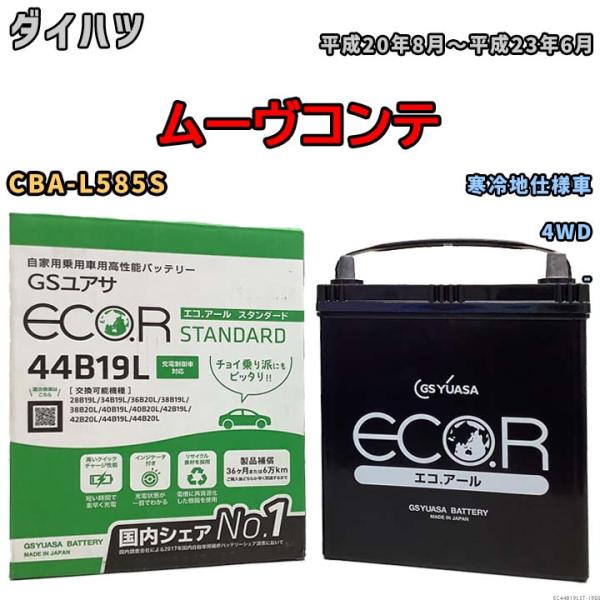 国産 バッテリー GSユアサ ECO.R STANDARD ダイハツ ムーヴコンテ CBA-L585...