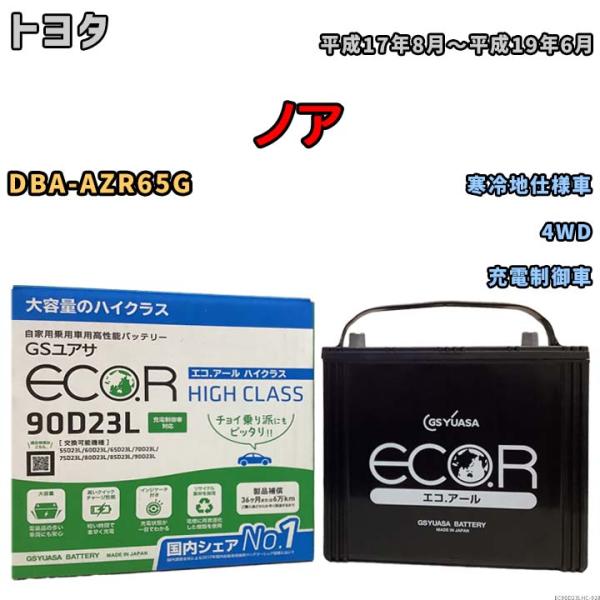 国産 バッテリー GSユアサ ECO.R HIGH CLASS トヨタ ノア DBA-AZR65G ...