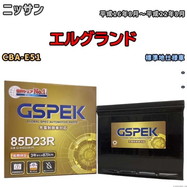 バッテリー デルコア GSPEK ニッサン エルグランド CBA-E51 - G-85D23R/PL