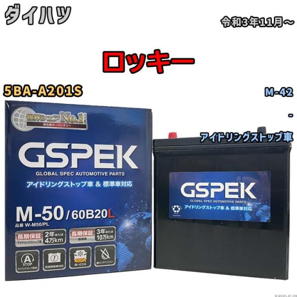 ロッキー M-42互換バッテリー W-M50PL アイドリングストップ/充電制御車用 5BA-A20...