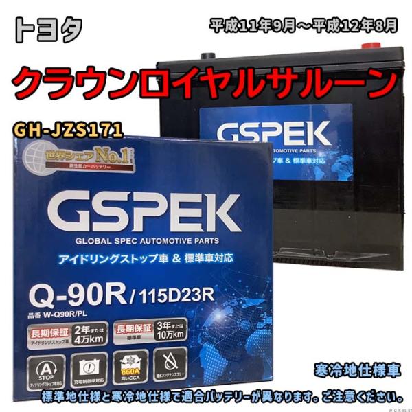 バッテリー GSPEK W-Q90R/PL トヨタ クラウンロイヤルサルーン GH-JZS171 平...