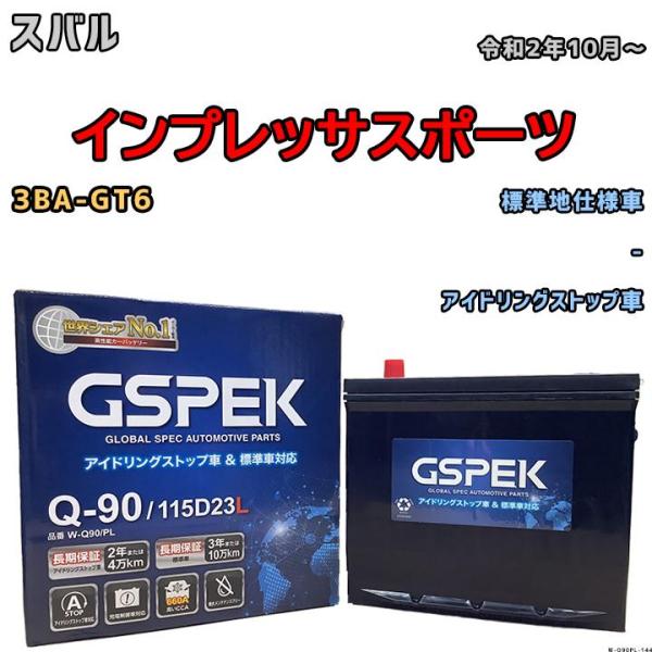 バッテリー デルコア GSPEK スバル インプレッサスポーツ 3BA-GT6 - Q-90