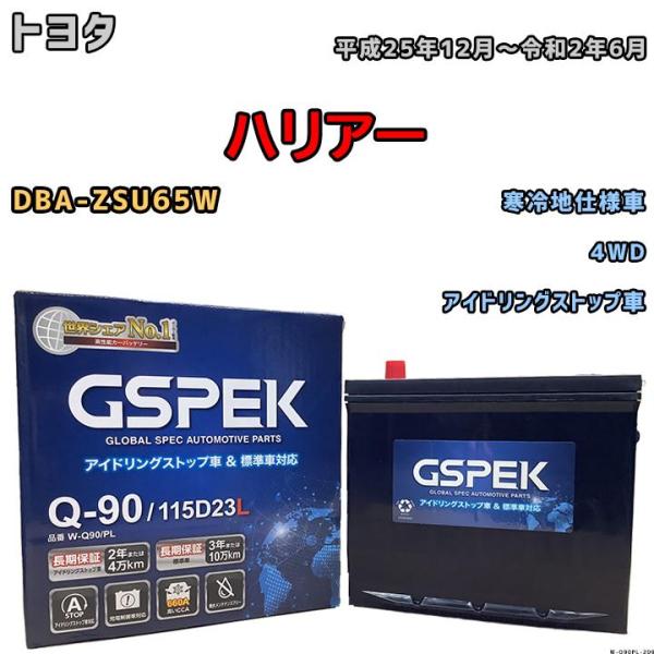 バッテリー デルコア GSPEK トヨタ ハリアー DBA-ZSU65W 4WD Q-90