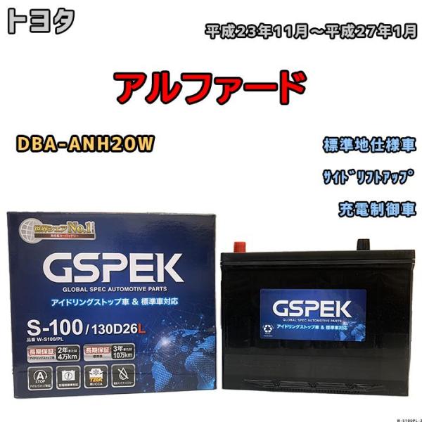 バッテリー デルコア GSPEK トヨタ アルファード DBA-ANH20W 平成23年11月〜平成...