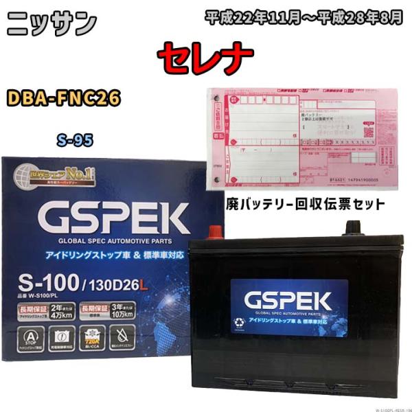 バッテリー 廃バッテリー回収用着払伝票セット ニッサン セレナ DBA-FNC26 平成22年11月...