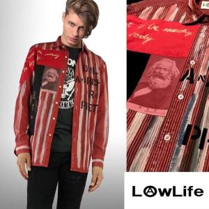 LOW LIFE(ローライフ)アナーキーシャツ レッド ハンドメイド シャツ トップス punk セックスピストルズ パンク ロック ファッション パンクファッション｜wad-shop