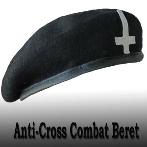 anti cross beretアンチ　クロス(逆十字)コンバット　ベレー黒 ロックファッション,パンクファッション,ベレー帽,ROCKなアクセ,CAP,帽子,パンク ロック 【RC｜wad-shop