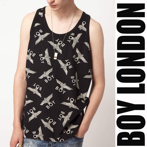 タンクトップ BOY LONDON ボーイロンドン正規品 BOYイーグルロゴ総柄 ロックファッション...