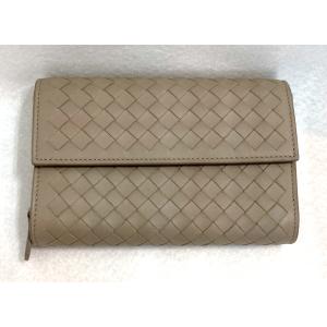 【未使用品】BOTTEGA VENETA ボッテガヴェネタ　イントレチャート　ミディアムウォレット　ナッパ　グレージュ　箱、保護袋付　参考定価￥88,000(税込)｜wada710