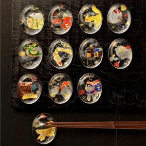 石塚硝子 アデリアグラス ADERIA GLASS めでた干支 箸置き 子 6091 丑 6092 ...