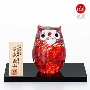 青森県伝統工芸士 篠原義和作 津軽びいどろ 梟 子（フクロウ ふくろう