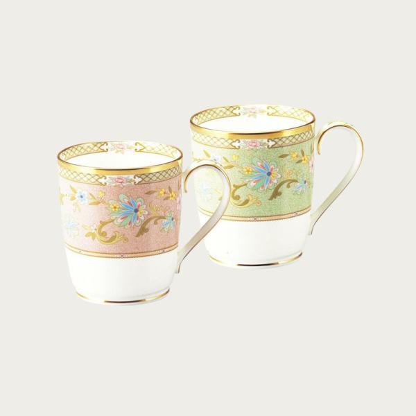 Noritake ノリタケ ヨシノ マグカップペア マグペアセット（グリーン・ピンク） 285ml ...