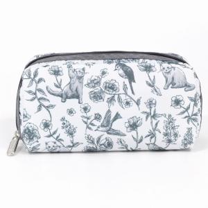 LeSportsac レスポートサック ポーチ 6511 RECTANGULAR COSMETIC  E975 FLORAL BIRDS AND CATS｜wadatsumi