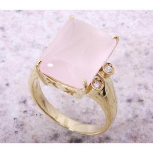 《質屋出品》k18★天然ローズクォーツ11.47ct+ダイアリング★C-3489｜wadaya44