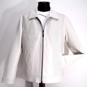 Barassi Milano 秋冬 バラシ ミラノ ファッション 羊革 ジップアップ レザーブルゾン ホワイト メンズ ジップアップ ファッション 服 カジュアル 秋冬 紳士洋品 和田屋 イチバン