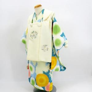 七五三 被布 コート 男の子 単品 水色 刺繍 鷹 小槌 巻物 着物 3歳 三