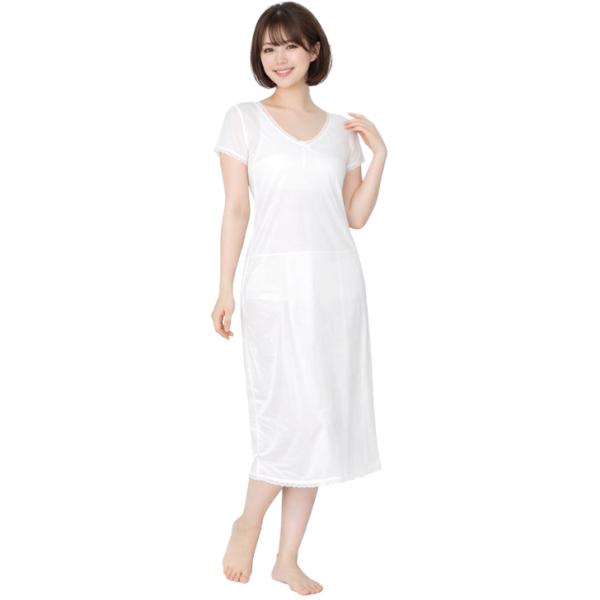 夏 涼しい【ワンピース 肌襦袢 裾除け一体型】白 (Ｍ/Ｌ/LL) 東レグループ さららビューティー...