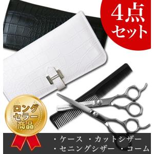 セルフカット ハサミ すきバサミ コーム シザーバッグ シザー 4点セット バースデー 記念日 ギフト 贈物 お勧め 通販 プロ 家庭用 散髪 理容 美容 ヘアカット