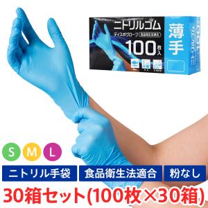 ふるさと納税 手袋 使い捨て Ac 011 S M L 30箱 3000枚 セット ディスポグローブ ニトリルゴム 食品衛生法適合 食品 衛生法適合の薄手タイプのニトリル手袋 薄手 家庭用 業務用 左右兼用 ラテックスフリー 青 粉なし キッチン消耗品 Carmenlebbos Com