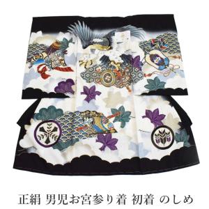 お宮参り でんちセット 男児 正絹 綿入り 一つ身 産着 日本製 90サイズ