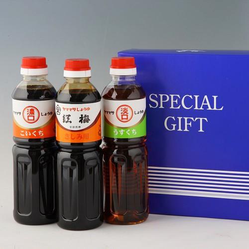 高砂醤油本店 調味料セット 500ml×3本セット（紅梅 こいくち うすくち） 化粧箱入り 出雲 お...