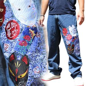 インフィニティー 和柄 デニムパンツ 龍桜刺繍 INFINITY