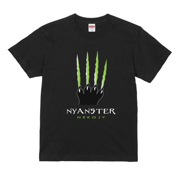 【NYANSTER｜猫パロディTシャツ】ユニセックス 綿100％ 半袖 カジュアル 黒 ３営業日以内...