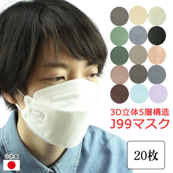 ◆ 送料無料 20枚 ◆ 【J99】 正規品 5層構造【日本製 不織布 マスク】 個別包装 サージカ...