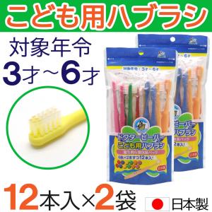 こども用ハブラシ ふつう 12本入×2袋 ３才〜６才 歯ブラシ 子供用 歯磨き キッズ 日本製｜wagonsale-kanahashi