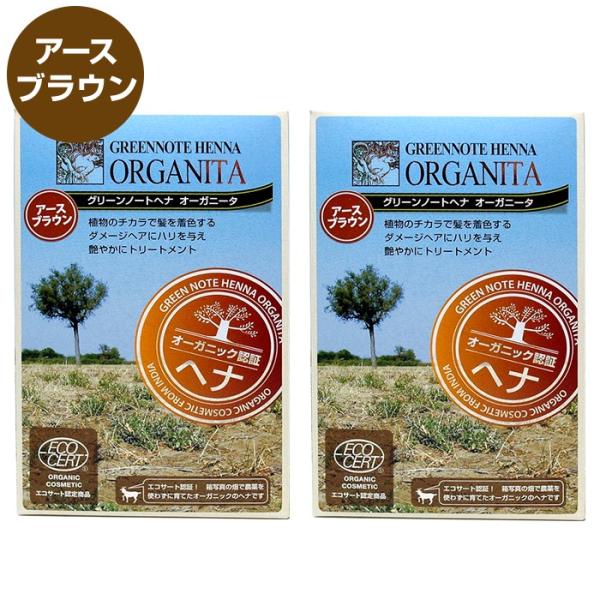 ヘナ 天然白髪染め グリーンノート ヘナ オーガニータ アースブラウン 100g 2個セット メール...