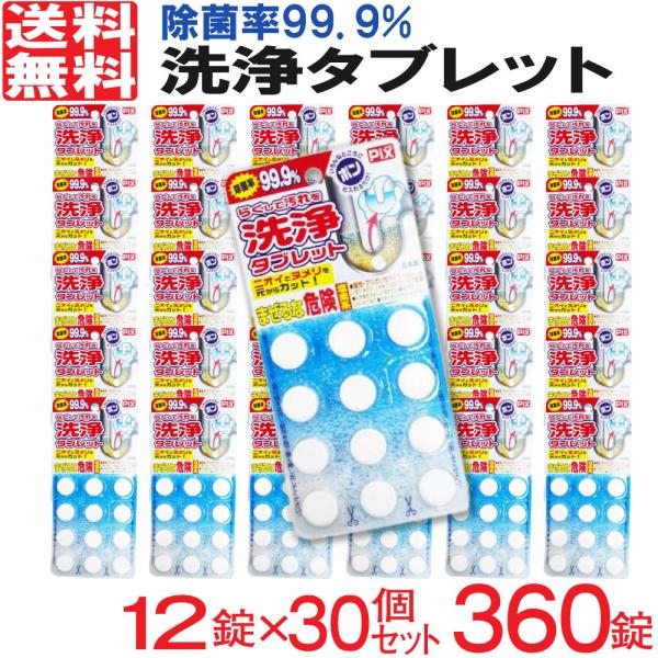 洗浄 ピクス 楽して汚れを タブレット 360錠 12錠×30個セット ライオンケミカル 日本製