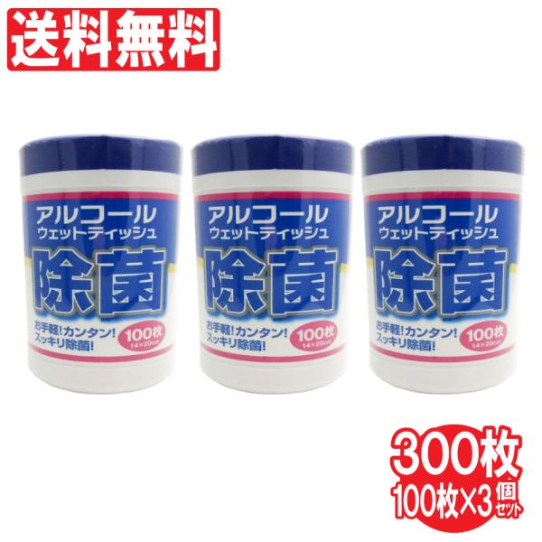 ウェットティッシュ 除菌 アルコール ケース 100枚 3個セット 計300枚 除菌ボトル 手 指先...