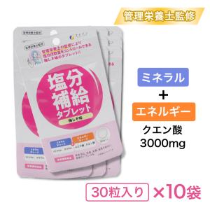 塩分補給タブレット 梅しそ味 30粒入り ×10袋 管理栄養士監修 クエン酸 栄養補助食品｜wagonsale-kanahashi