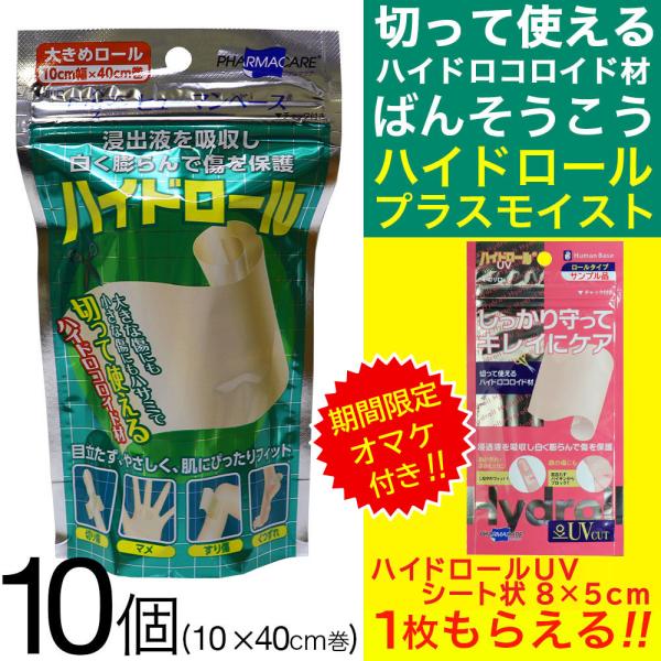 絆創膏 大判 テープ 小さいサイズ にも 切って使える ハイドロール 10個セット 1巻 大きめロー...