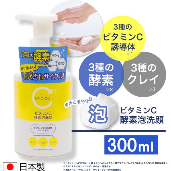 酵素洗顔料 泡タイプ ビタミンC誘導体 酵素泡洗顔 300ml ビタミンＣ 柑橘系の香り 毛穴ケア ...