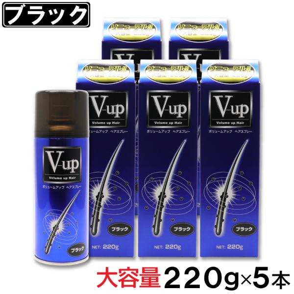 増毛スプレー ブラック 大容量 220g ×5本 ボリュームアップ ヘアスプレー ピノーレ V-up