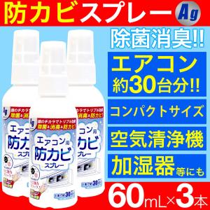 エアコン 掃除 スプレー エアコン用 防カビスプレーAg 銀イオン配合 60mL×3本 約30台分 エアコン洗浄スプレー 加湿器 除菌 消臭 防カビ剤 防カビスプレー