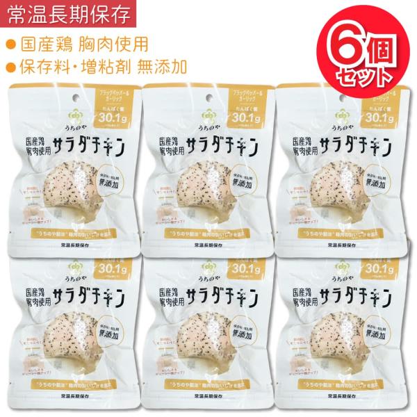 国産鶏 無添加 サラダチキン ブラックペッパー＆ガーリック 6個セット 胸肉使用 常温長期保存