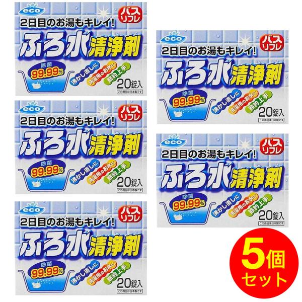ふろ水清浄剤 2日目のお湯もキレイ 20錠入り×5箱 計100錠セット 風呂水洗浄 爆買