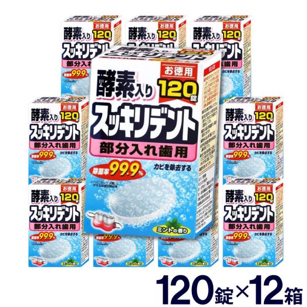 入れ歯 洗浄剤 スッキリデント 部分入れ歯用 入れ歯 洗浄剤 120錠×12箱セット 酵素入り カビ...
