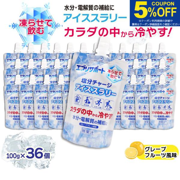 塩分チャージ アイススラリー 100g ×36個 水分補給 電解質補給 グレープフルーツ風味 無果汁...